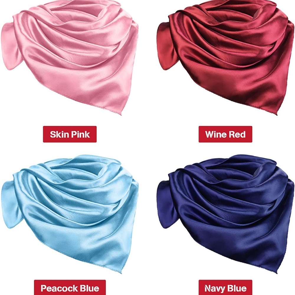 Satin head scarf 4 pack - Picture 2 of 5